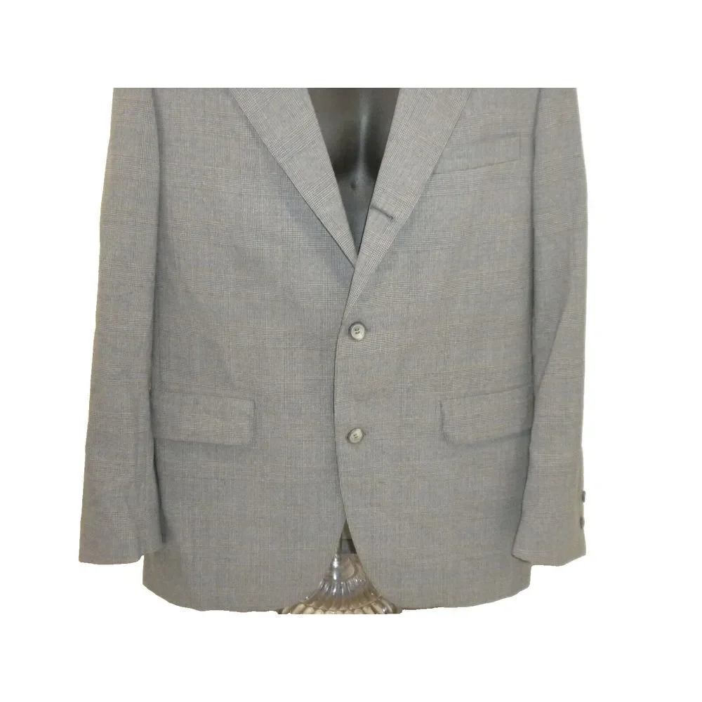 Brooks Brothers Sport Coat Mens 40 Gray Plaid 3 Button Lined Single Vent VTG USA